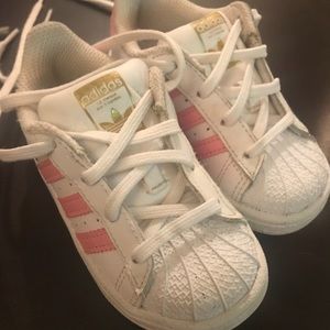 Girls Pink and White Adidas
